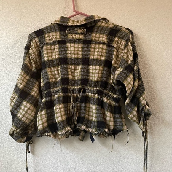Free People plaid drawstring flannel checker shirt button down - Picture 10 of 12